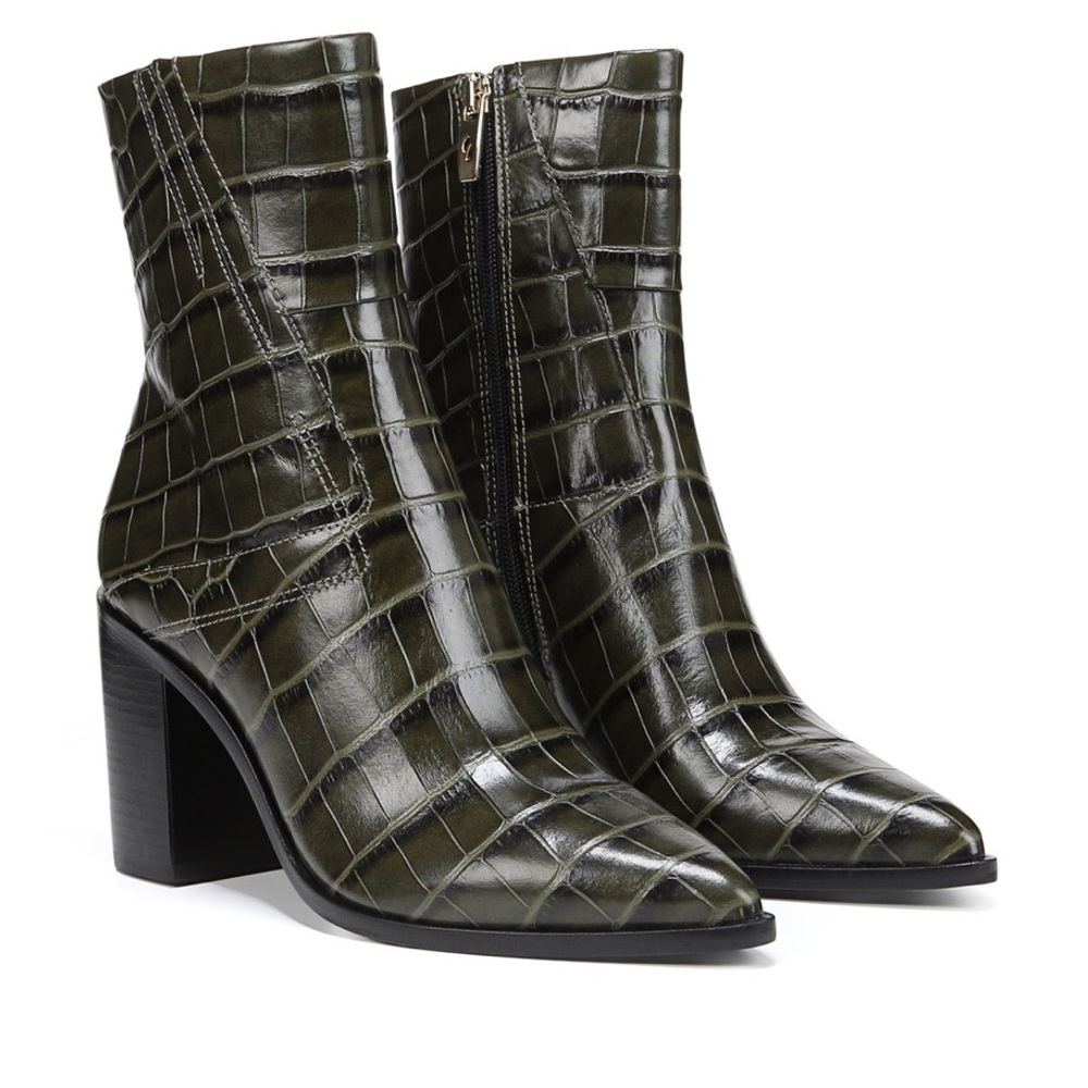 Franco Sarto - Olive Croc Leather Booties